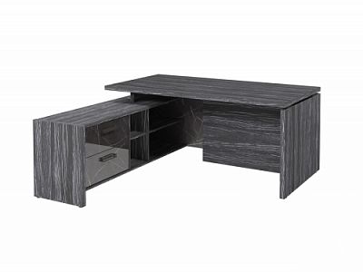 Стол с опорной тумбой FB-117L.GG Древесина Графит/Камень Пьетра Гриджиа черный