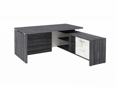 Стол с опорной тумбой FI-117R.GG Древесина Графит/Мрамор Леванто белый