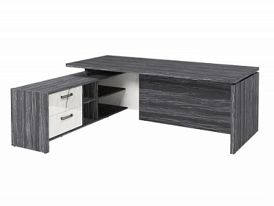 Стол с опорной тумбой FB-121L.GG Древесина Графит/Мрамор Леванто белый