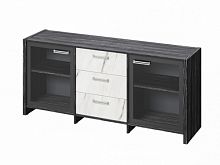 Тумба трехсекционная с 2 дверьми FI-13-02.G. Древесина Графит/Мрамор Леванто белый