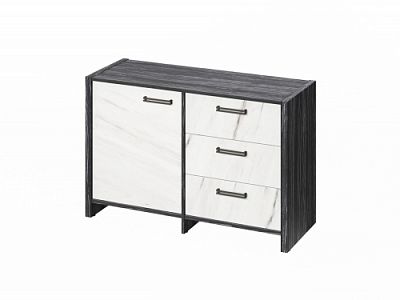 Тумба двухсекционная FB-12-01.G. Древесина Графит/Мрамор Леванто белый